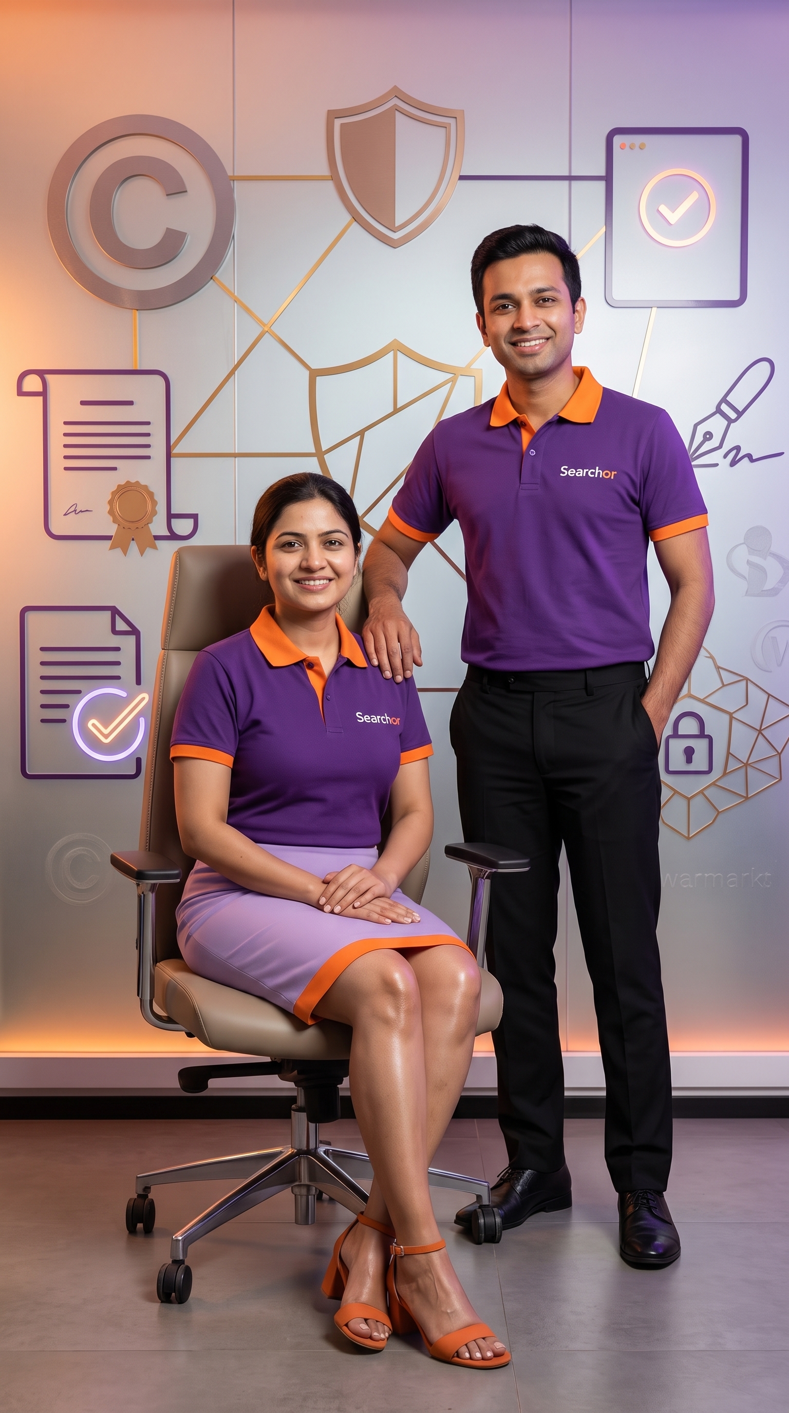 Copyright protection team with shield symbol