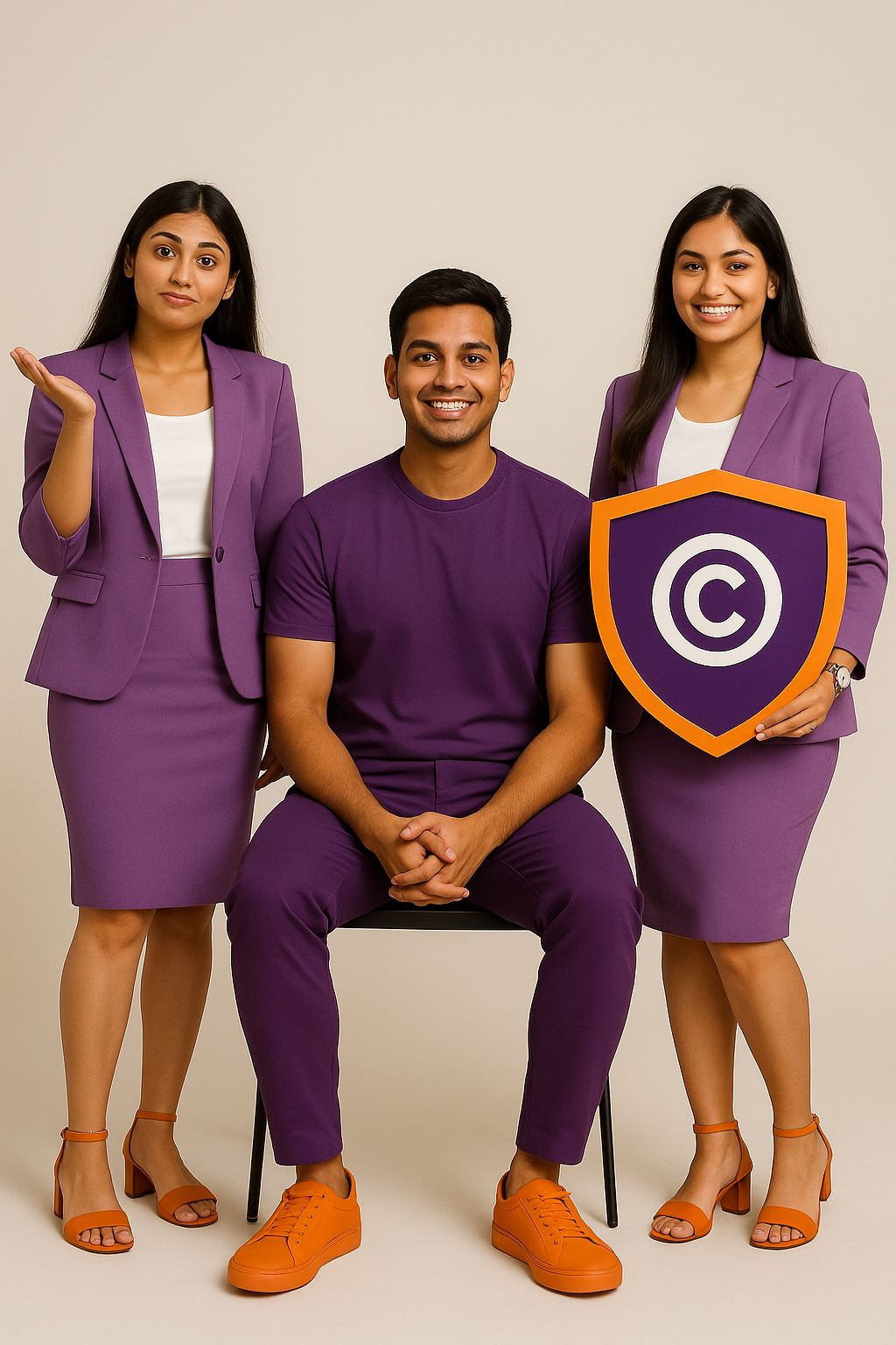 Copyright protection team with shield symbol